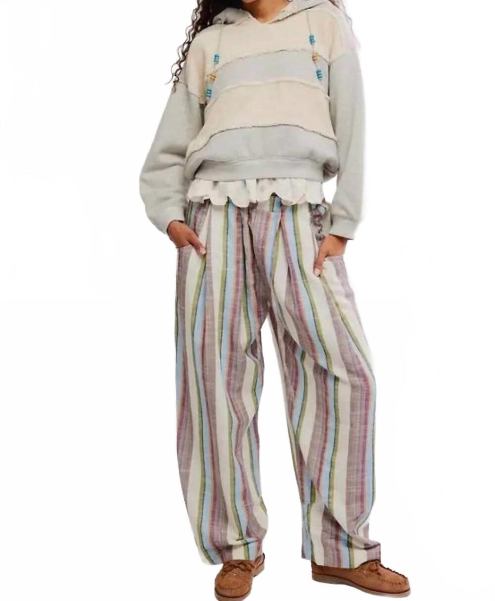 NEW FREE PEOPLE chambers laid back stripe pants in ivory combo